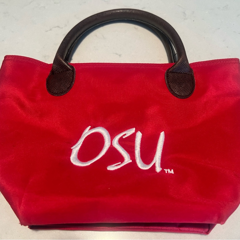 OSU Red Canvas Tote with Brown Handles